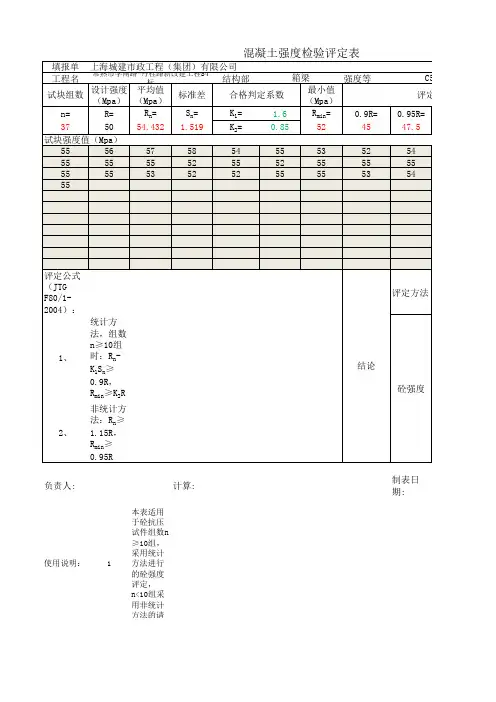 混凝土强度检验评定程序(按公路标准)