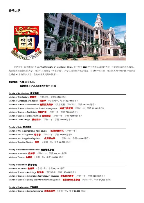 香港大学 硕士 专业