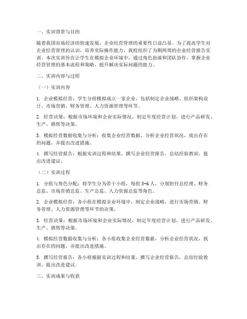 企业经营报告实训