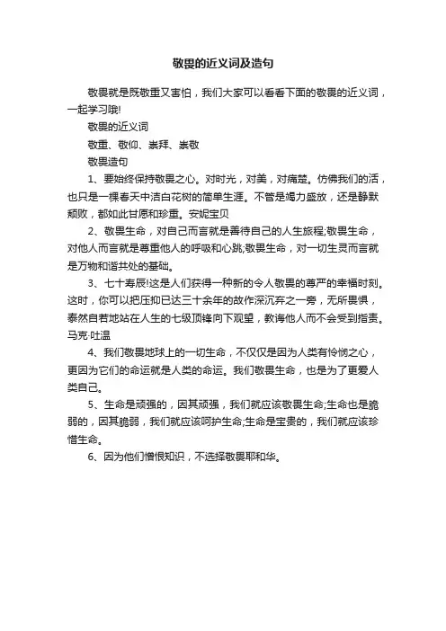 敬畏的近义词及造句