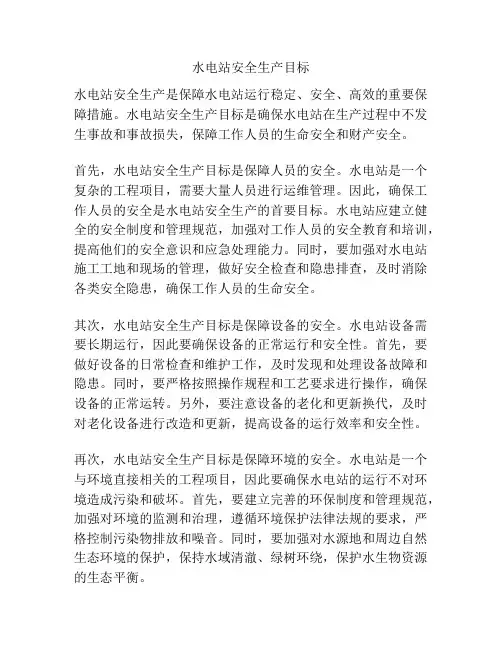 水电站安全生产目标