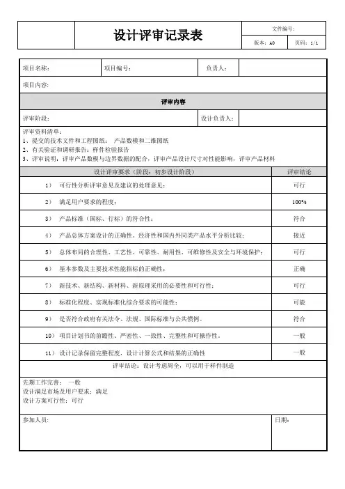 设计评审记录表
