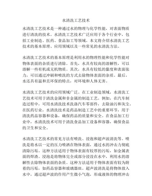 水清洗工艺技术
