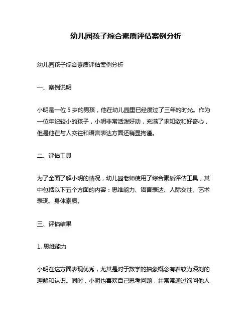 幼儿园孩子综合素质评估案例分析