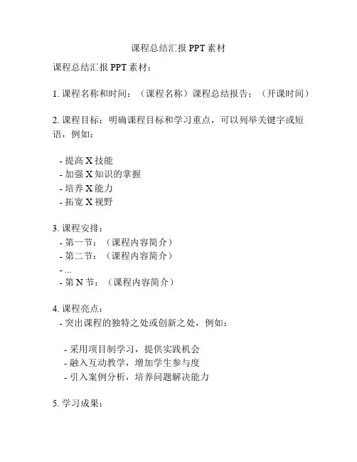课程总结汇报PPT素材