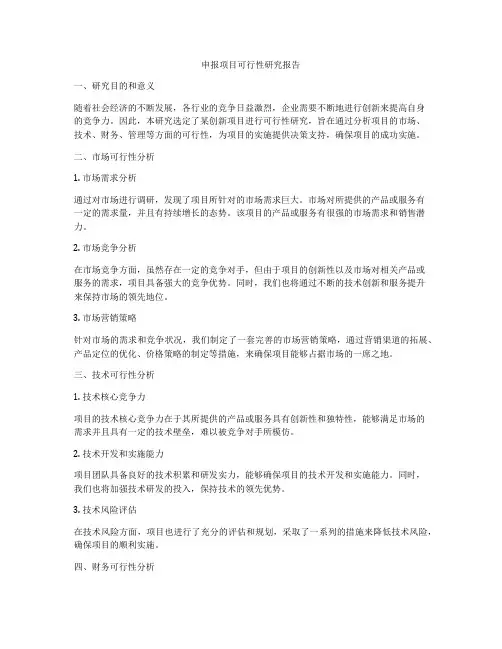 申报项目可行性研究报告