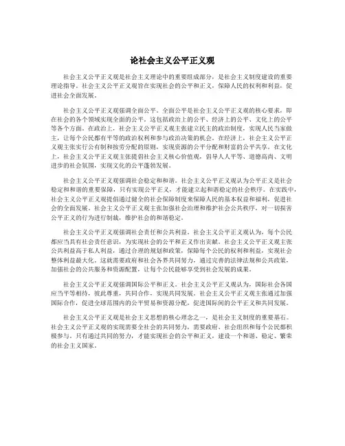论社会主义公平正义观