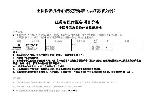 王氏保赤丸外治法收费标准