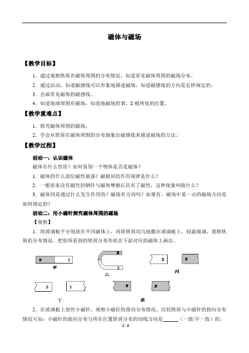 磁体与磁场_教案