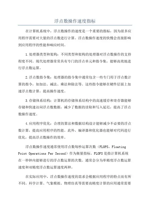 浮点数操作速度指标