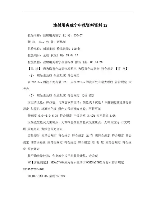 注射用炎琥宁申报资料资料12