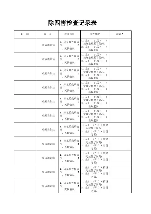 除四害检查记录表