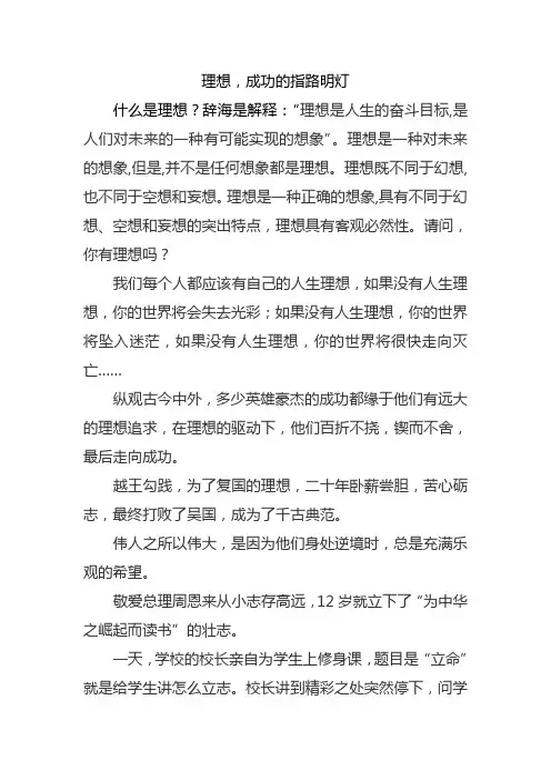 理想,成功的指路明灯