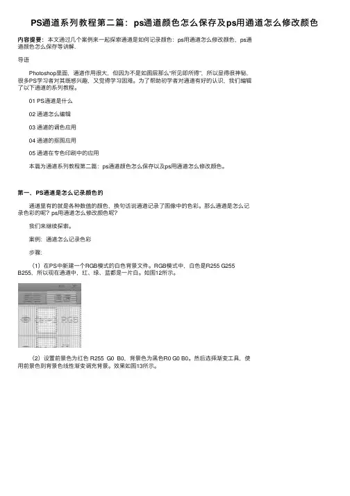 PS通道系列教程第二篇：ps通道颜色怎么保存及ps用通道怎么修改颜色