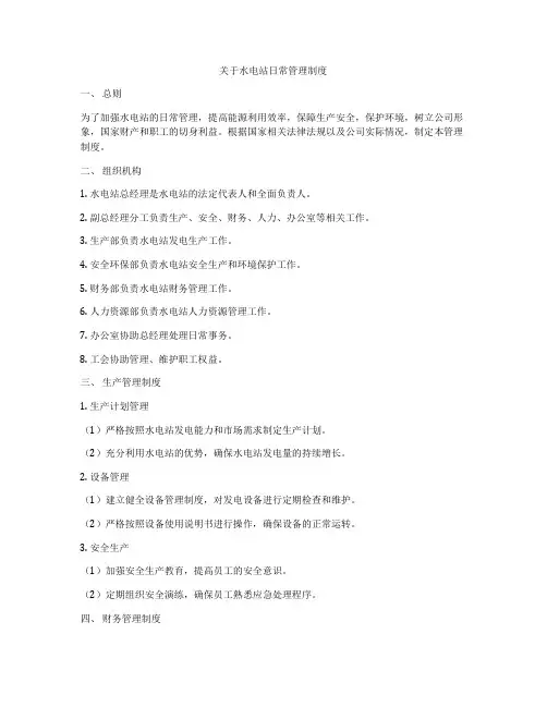 关于水电站日常管理制度