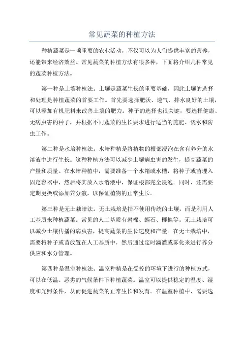 常见蔬菜的种植方法