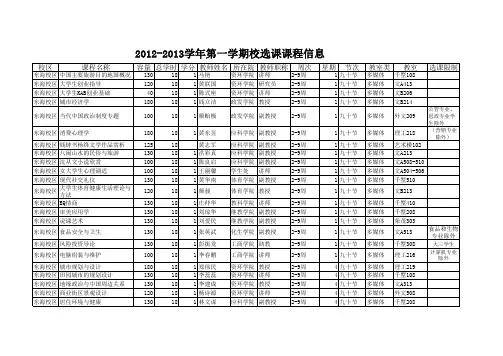 泉州师院选修课程表