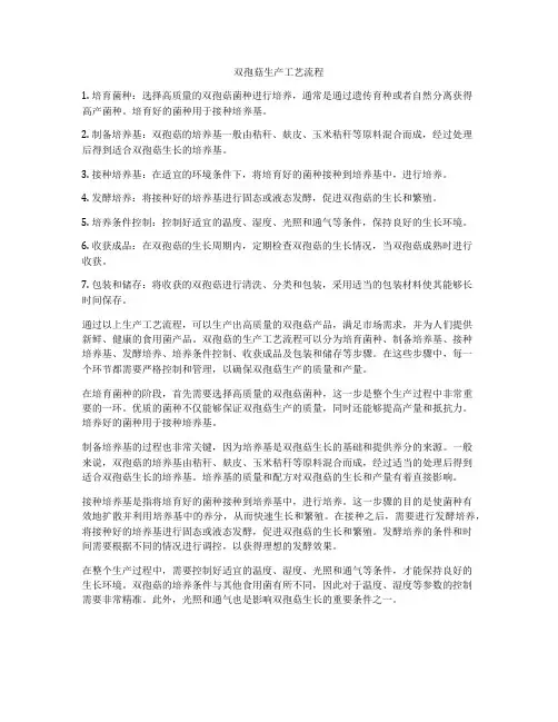 双孢菇生产工艺流程