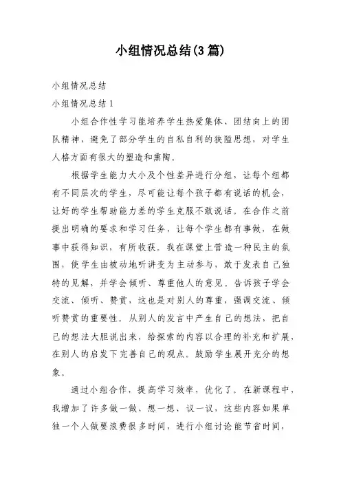 小组情况总结（3篇）