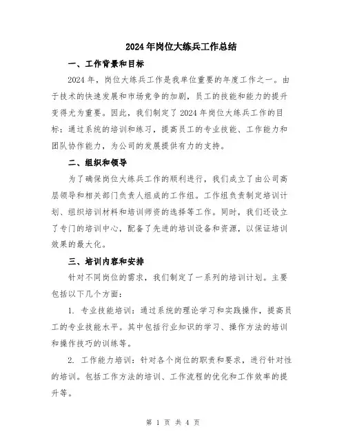 2024年岗位大练兵工作总结