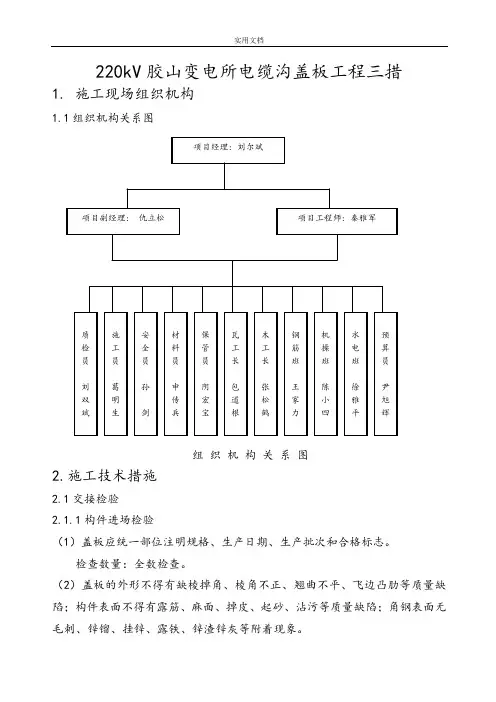 电缆沟盖板施工技术要求措施