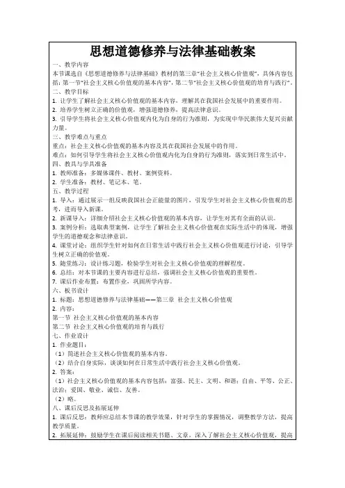 思想道德修养与法律基础教案