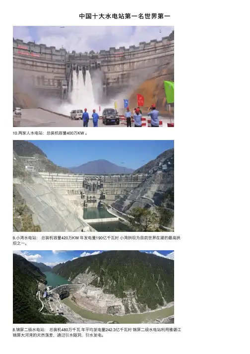 中国十大水电站第一名世界第一