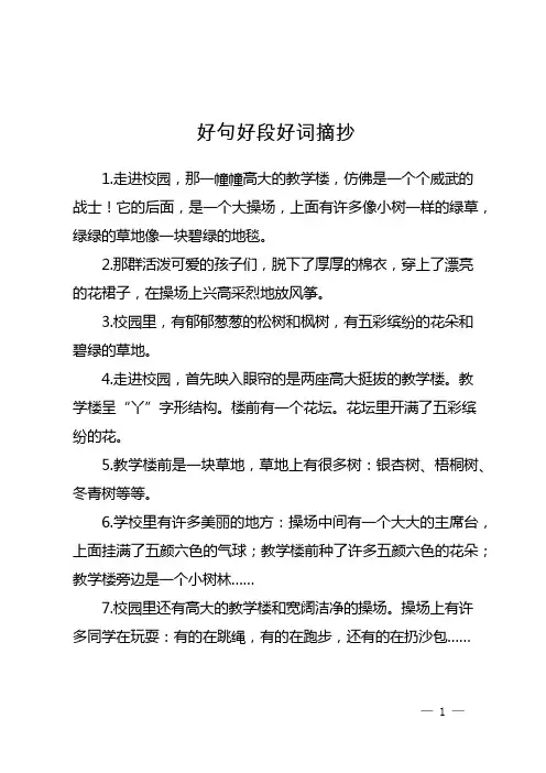 好句好段好词摘抄