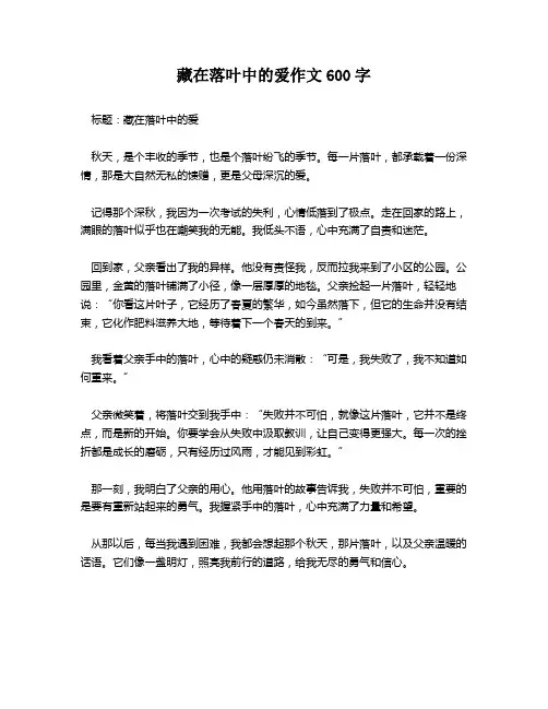 藏在落叶中的爱作文600字