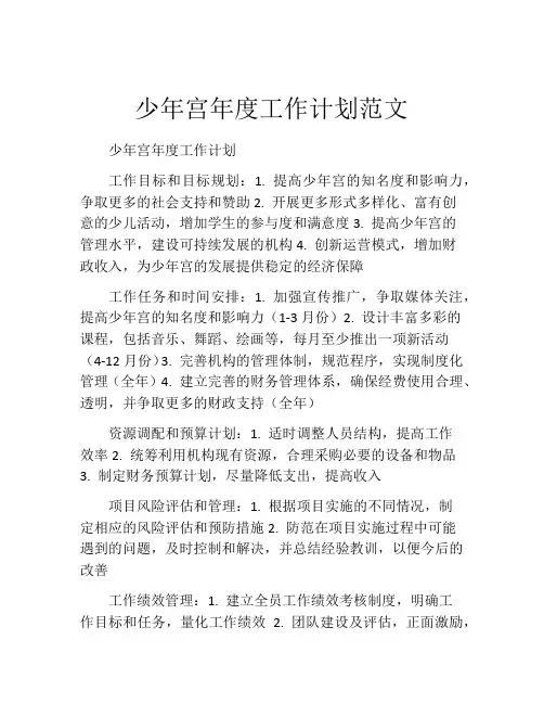 少年宫年度工作计划范文