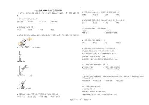 2018年山东省青岛市中考化学试卷