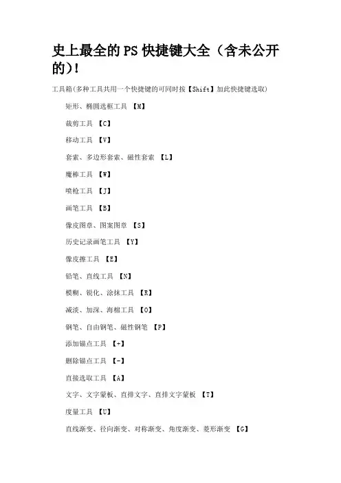 史上最全的PS快捷键大全