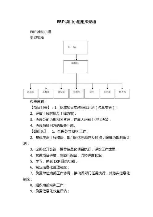 ERP项目小组组织架构