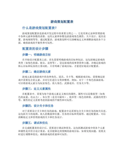 游戏策划配置表