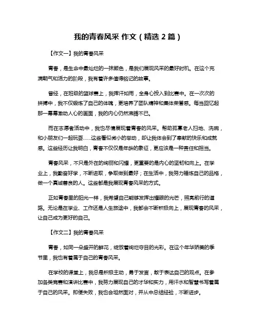 我的青春风采-作文(精选2篇)