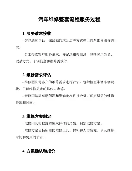 汽车维修整套流程服务过程