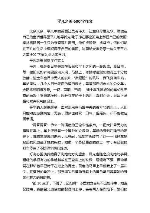 平凡之美600字作文