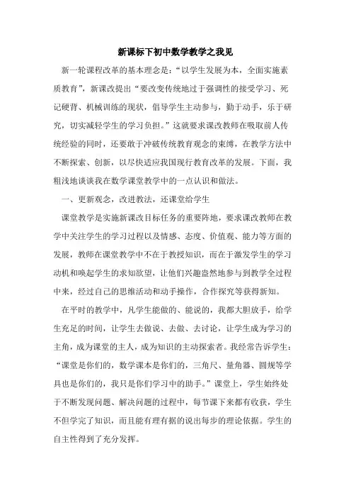 新课标下初中数学教学之我见