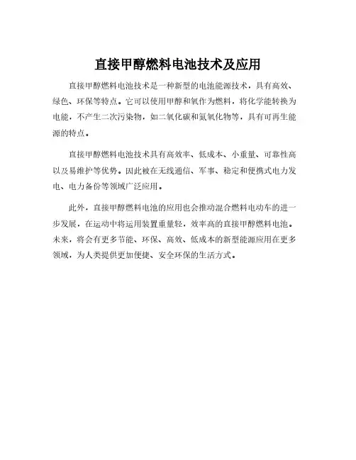 直接甲醇燃料电池技术及应用