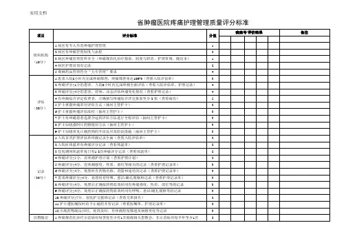 医院疼痛护理管理质量评分标准