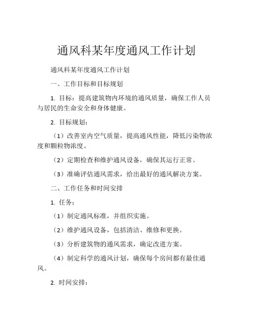 通风科某年度通风工作计划