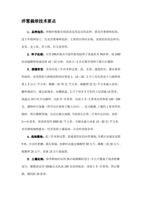 洋葱栽培技术要点