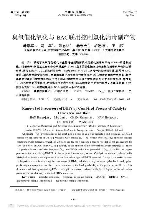臭氧催化氧化与BAC联用控制氯化消毒副产物