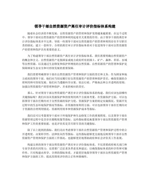 领导干部自然资源资产离任审计评价指标体系构建
