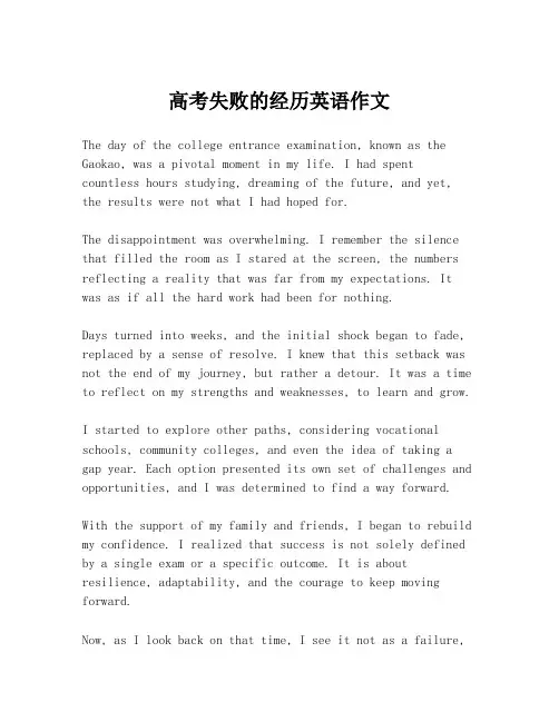 高考失败的经历英语作文