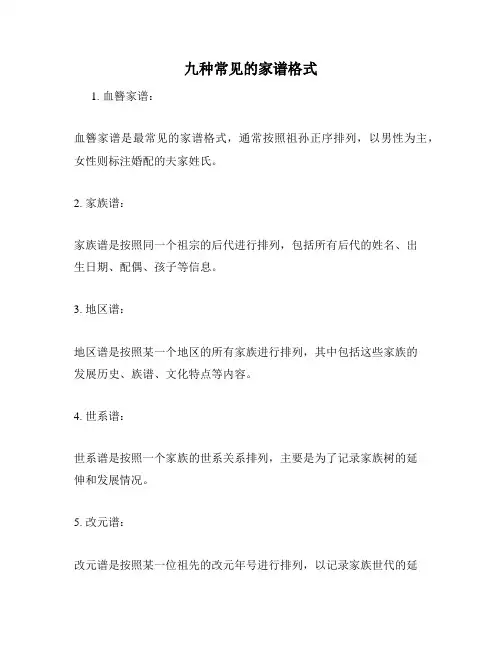 九种常见的家谱格式