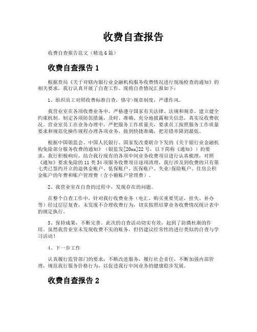 收费自查报告