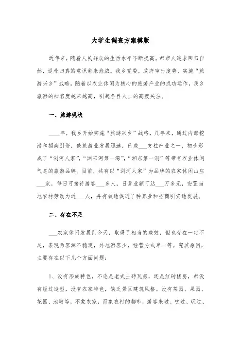 大学生调查方案模版(3篇)