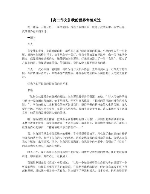 【高二作文】我的世界你曾来过