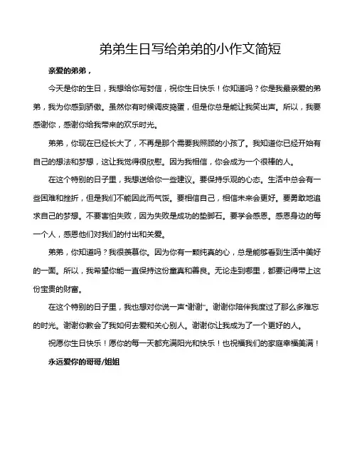 弟弟生日写给弟弟的小作文简短